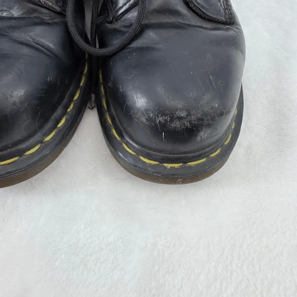 Dr Martens 1490 Black Leather 14 Eye Hole Combat Boots US Men 7 Women‎ 8 UK 6